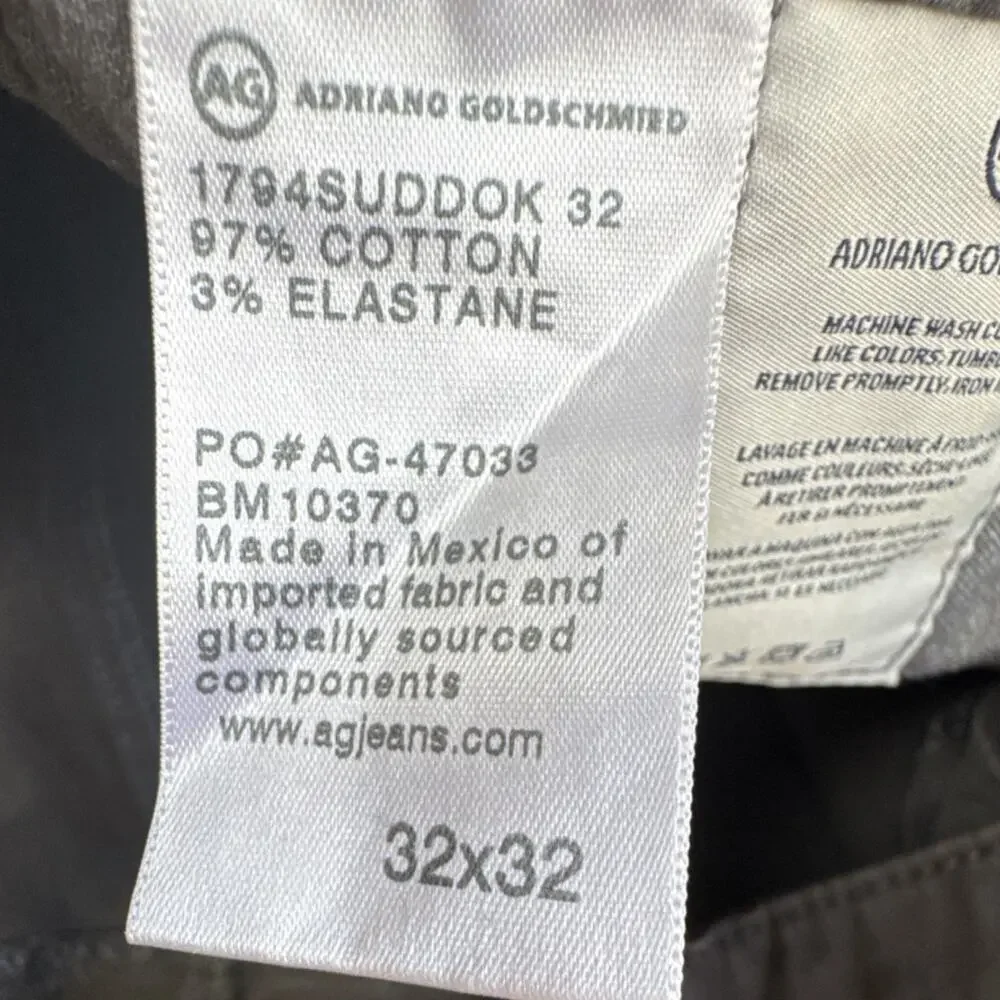 AG Adriano Goldschmied Slim Straight Stretch Gray‎ Casual Pants Men 32x32